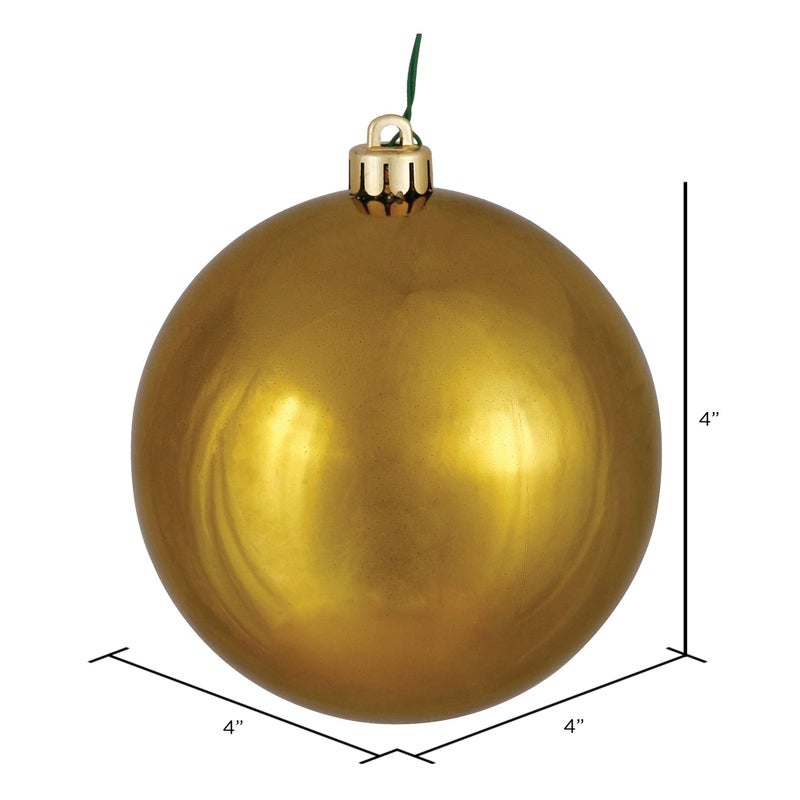 Vickerman 4"" Olive Shiny Ball Ornament, 6 per Bag - Image 5